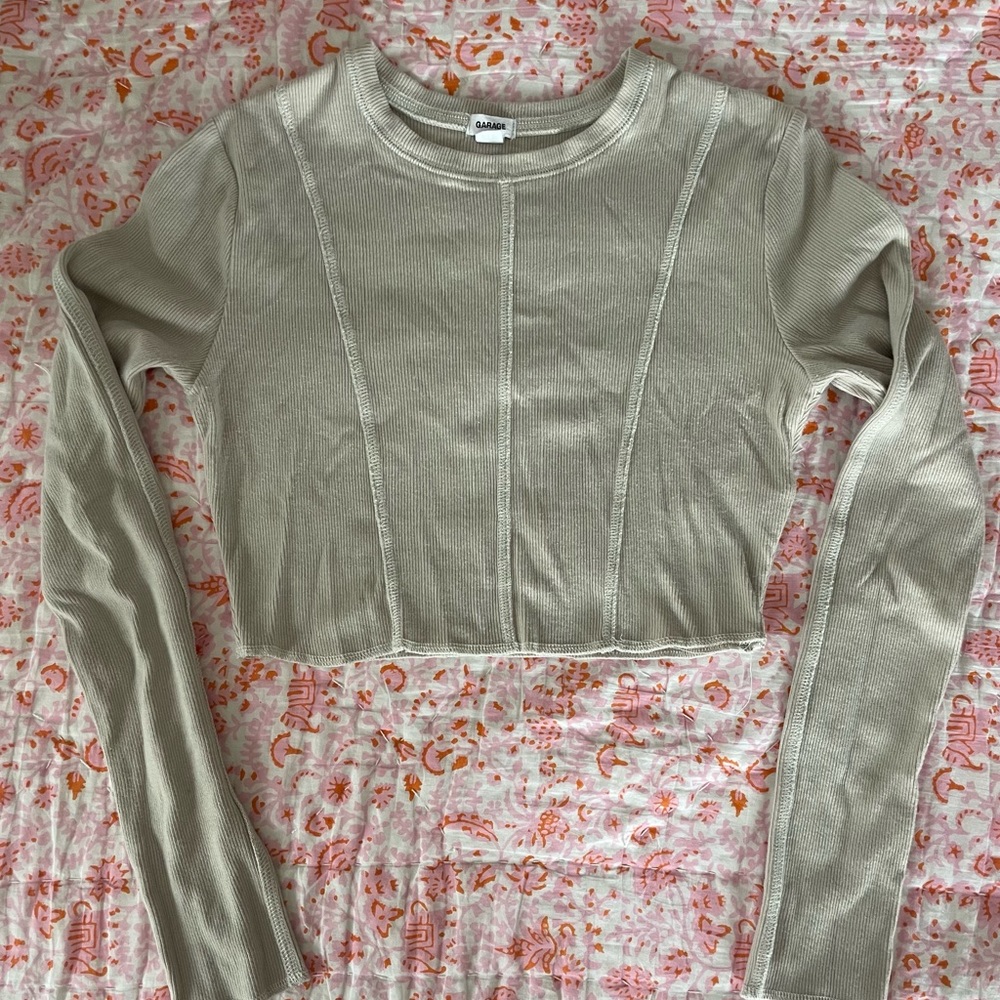 Garage tan long sleeve top
